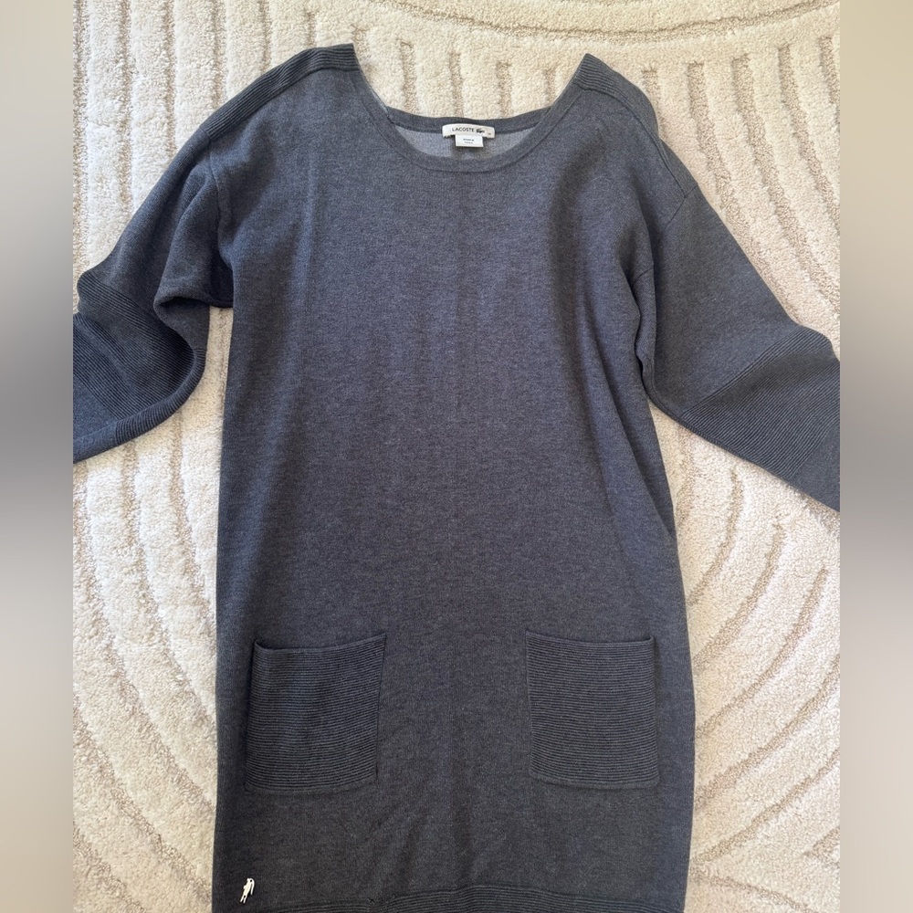 Lacoste Charcoal Gray Sweater Dress